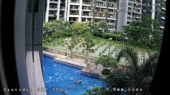 SC9830 Sysvideo 3MP Small Bullet IPC Demo outdoor daytime
